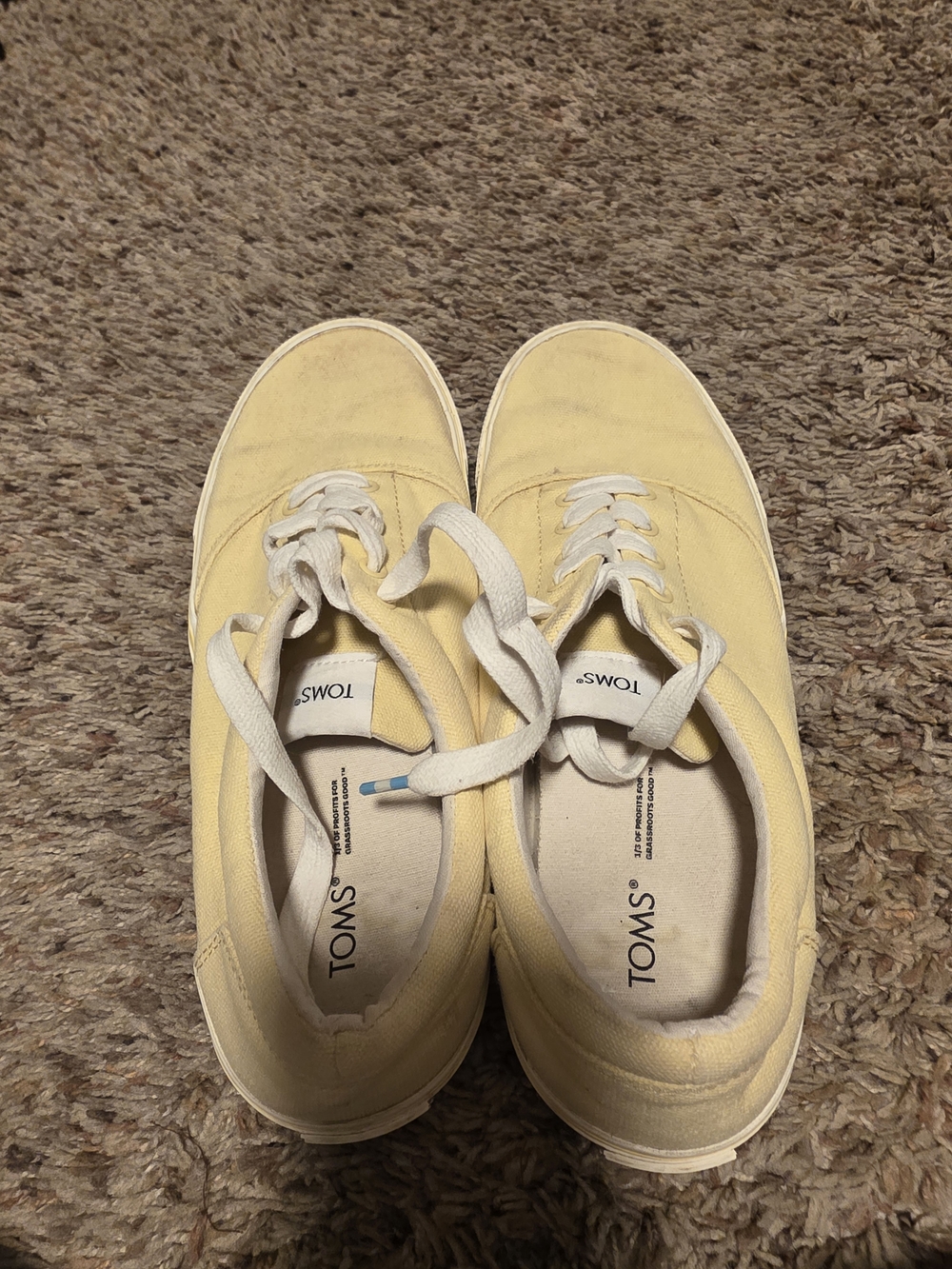 TOMS Yellow Canvas Lace-Up Sneakers